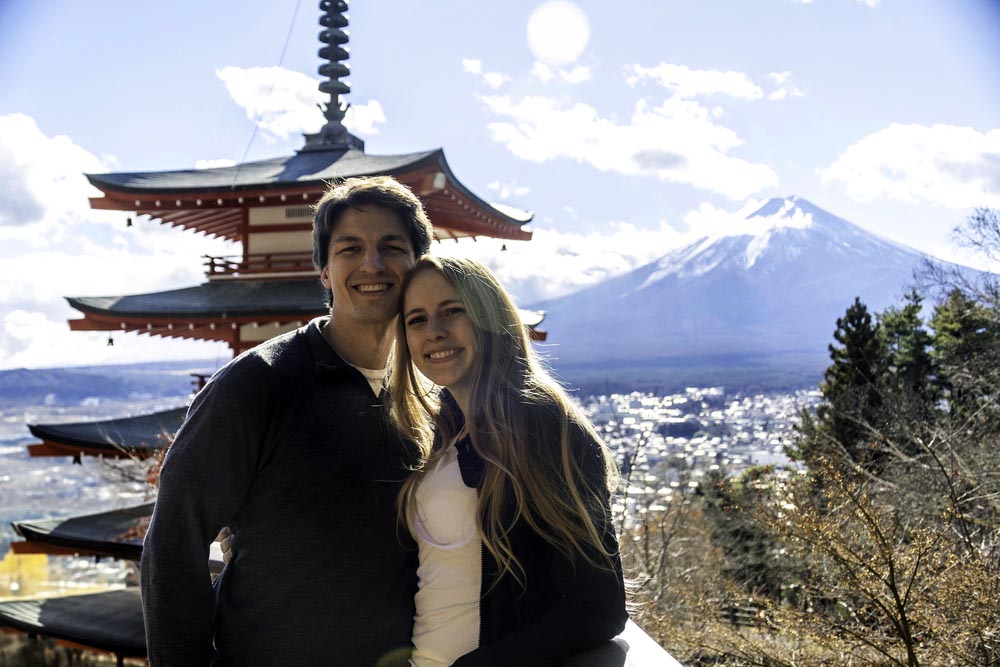 a couple in fuji, in Japan . High quality photo